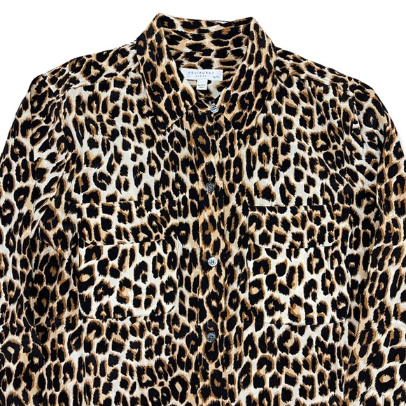 ⚡️SOLD⚡️Equipment Silk Shirt Top Femme Slim Signature Leopard Button Down Blouse - Picture 7 of 16